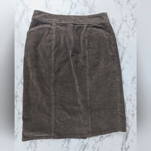 Orvis Size 12 Light Brown Corduroy Skirt With Light Stretch And Kick Pleat